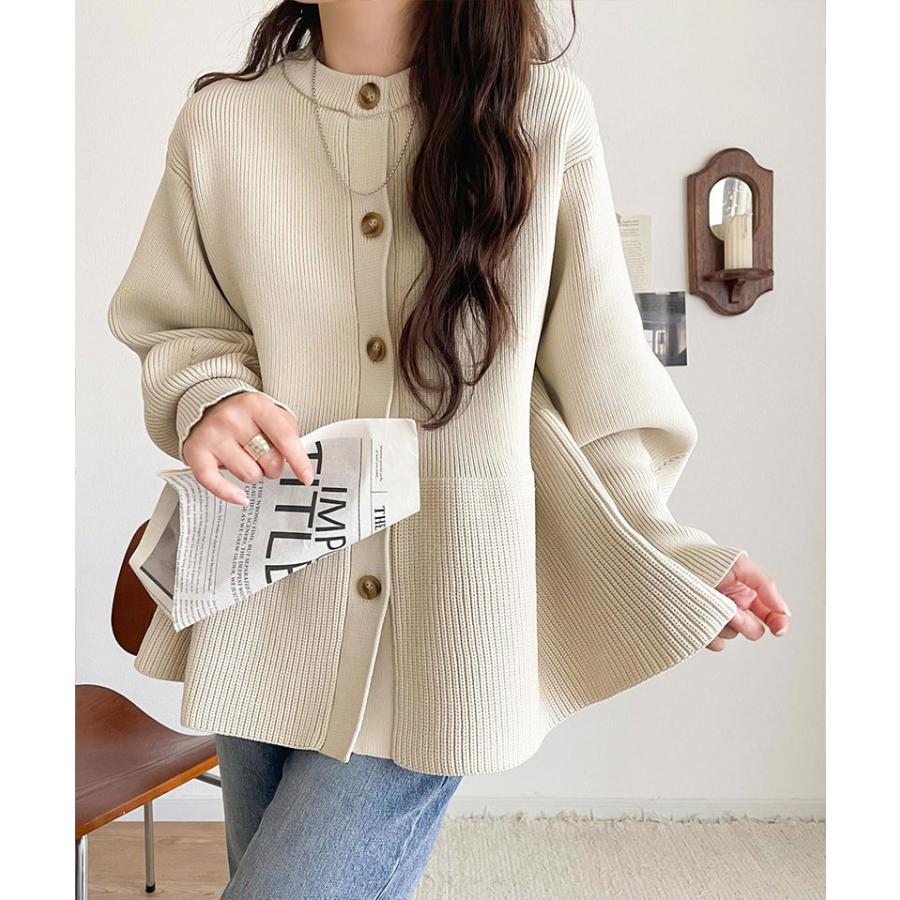 【 クラシカルエルフ classical elf 】カーディガン レディース 秋冬 トップス 2way 仕様 ペプラム ニットカーデ 大きめ ボタン レイヤードコーデ | classicalelf | 03