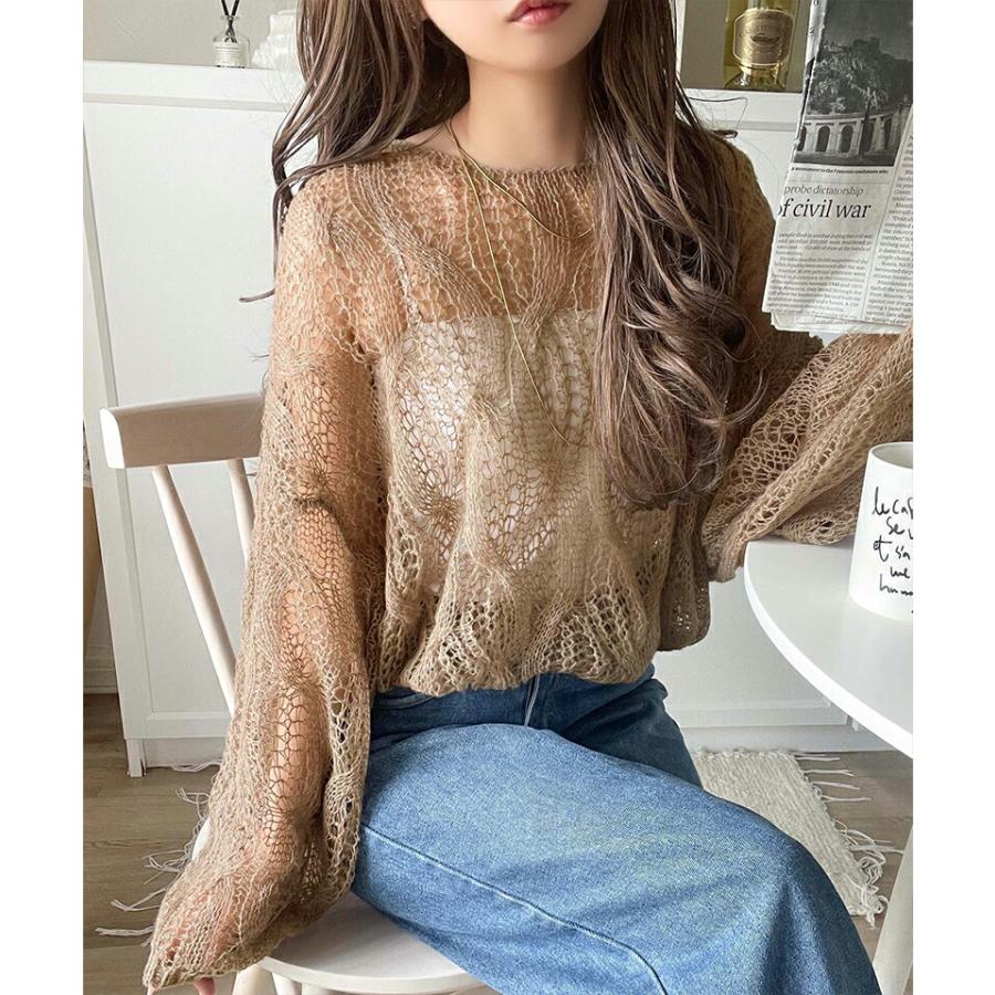 【 クラシカルエルフ classical elf 】 トップス ニット レディース ざっくり 透かし 編み ケーブル ボリューム 袖 長袖 レイヤードコーデ 着回し | classicalelf | 10