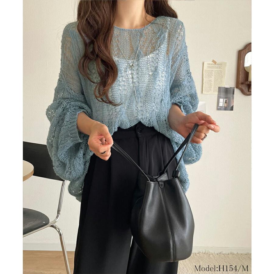 【 クラシカルエルフ classical elf 】 トップス ニット レディース ざっくり 透かし 編み ケーブル ボリューム 袖 長袖 レイヤードコーデ 着回し | classicalelf | 11