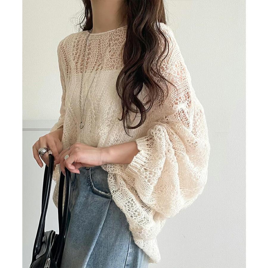 【 クラシカルエルフ classical elf 】 トップス ニット レディース ざっくり 透かし 編み ケーブル ボリューム 袖 長袖 レイヤードコーデ 着回し | classicalelf | 03