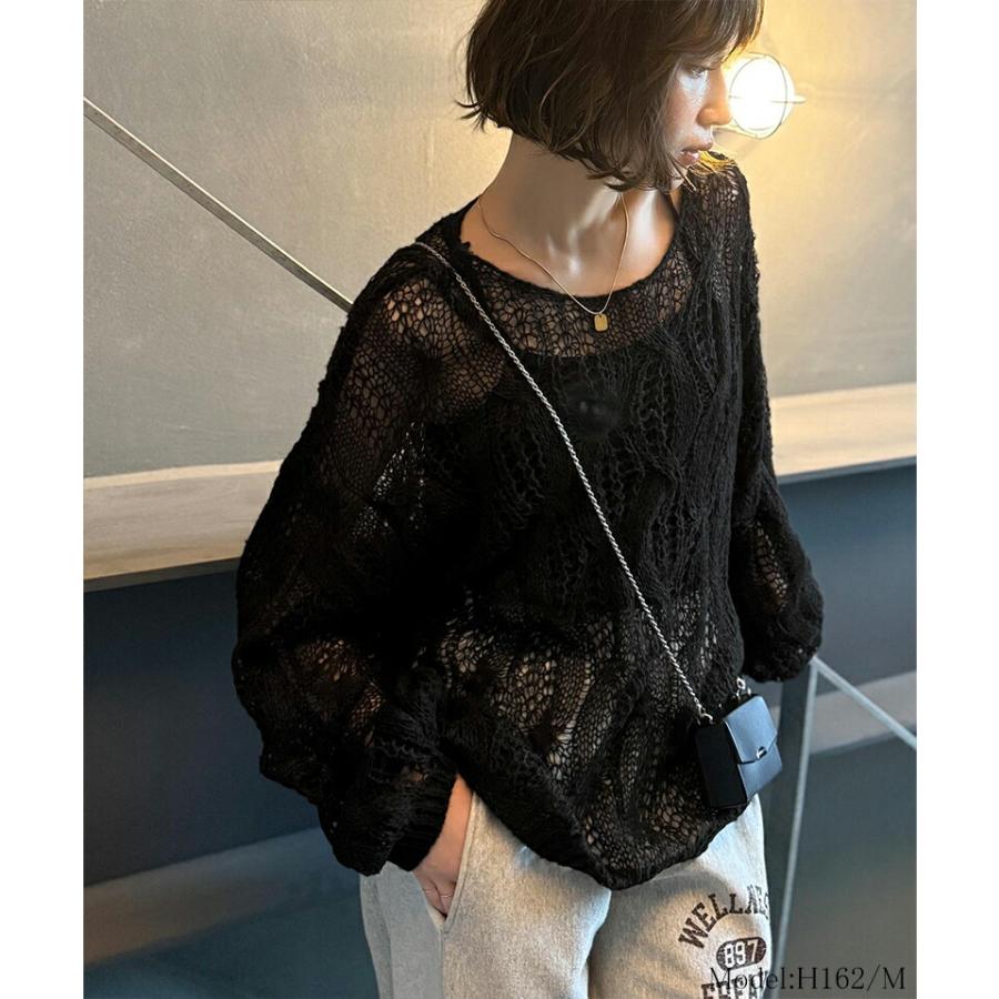 【 クラシカルエルフ classical elf 】 トップス ニット レディース ざっくり 透かし 編み ケーブル ボリューム 袖 長袖 レイヤードコーデ 着回し | classicalelf | 05