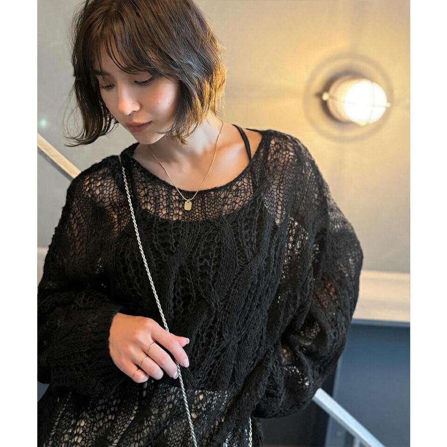 【 クラシカルエルフ classical elf 】 トップス ニット レディース ざっくり 透かし 編み ケーブル ボリューム 袖 長袖 レイヤードコーデ 着回し | classicalelf | 06