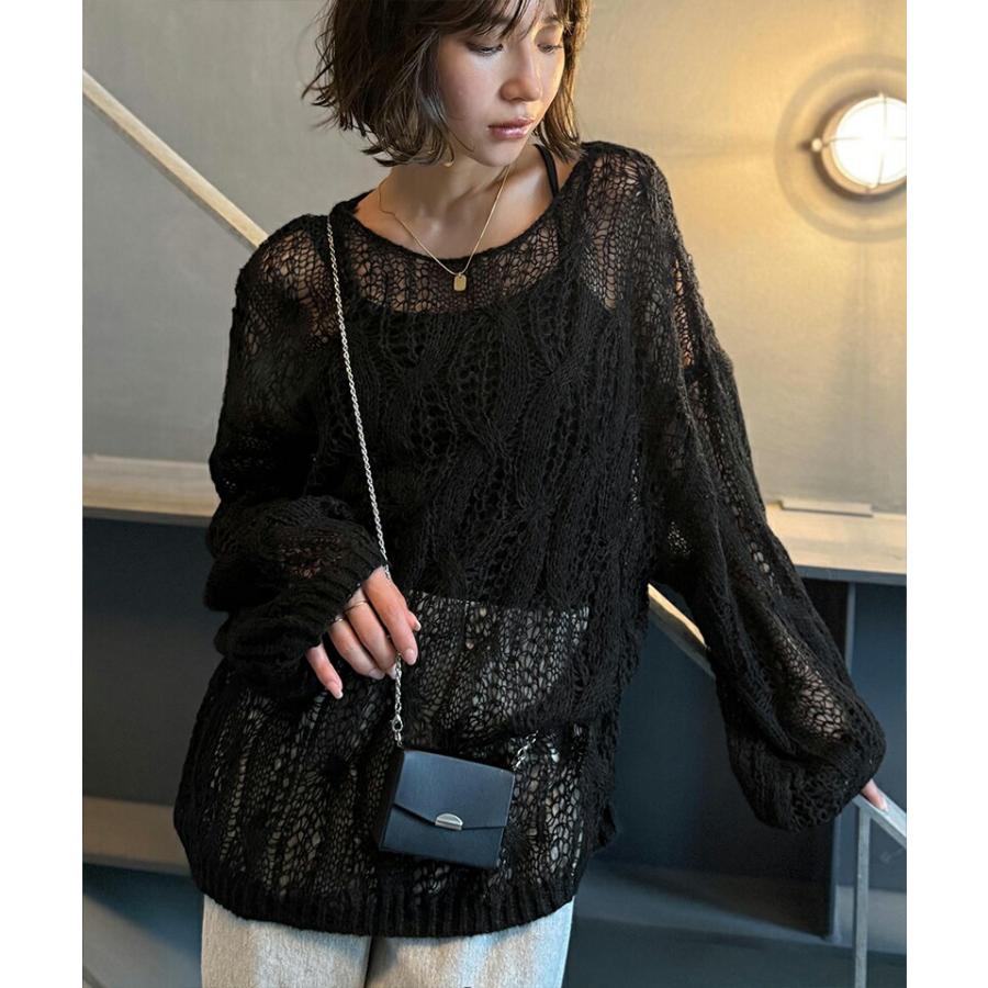 【 クラシカルエルフ classical elf 】 トップス ニット レディース ざっくり 透かし 編み ケーブル ボリューム 袖 長袖 レイヤードコーデ 着回し | classicalelf | 07