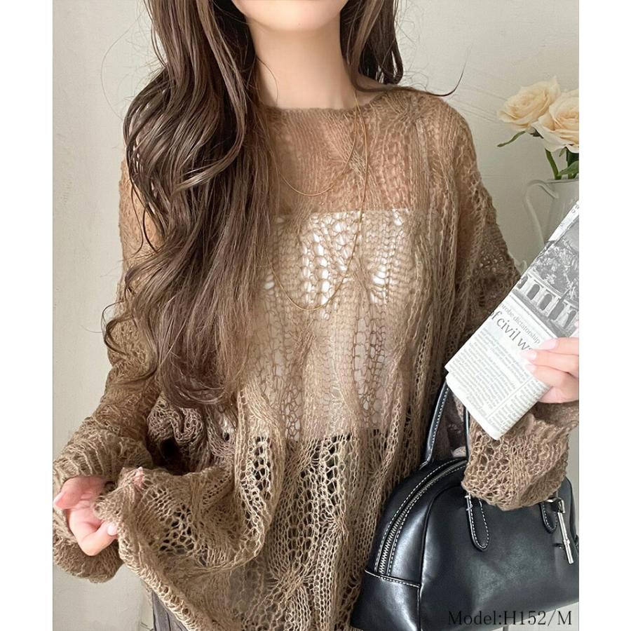 【 クラシカルエルフ classical elf 】 トップス ニット レディース ざっくり 透かし 編み ケーブル ボリューム 袖 長袖 レイヤードコーデ 着回し | classicalelf | 08