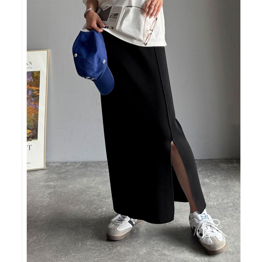 【 クラシカルエルフ classical elf 】 スカート ロング 秋冬 レディース ボトムス ピンタック スリット 位置 自由自在 マルチ WAY ニット ナロースカート | classicalelf | 06