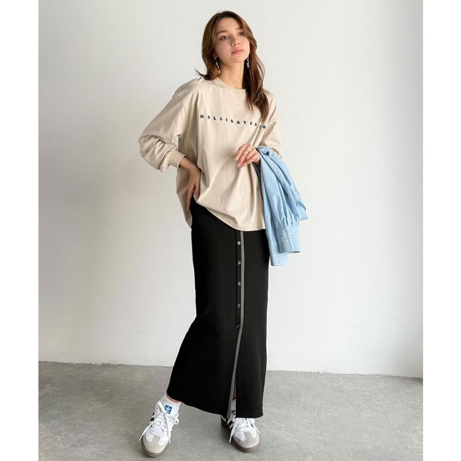 【 クラシカルエルフ classical elf 】 スカート ロング 秋冬 レディース ボトムス 前後 2way 配色 ボタン ライン リブスカート ロング丈 タイト | classicalelf | 05