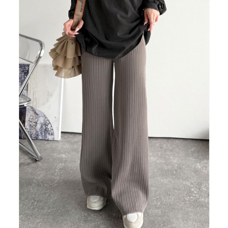 【 クラシカルエルフ classical elf 】ボトムス レディース 秋冬 パンツ 履き心地 楽ちん スッキリ 脚長魅せ ランダムリブ ニットパンツ ウエスト | classicalelf | 11