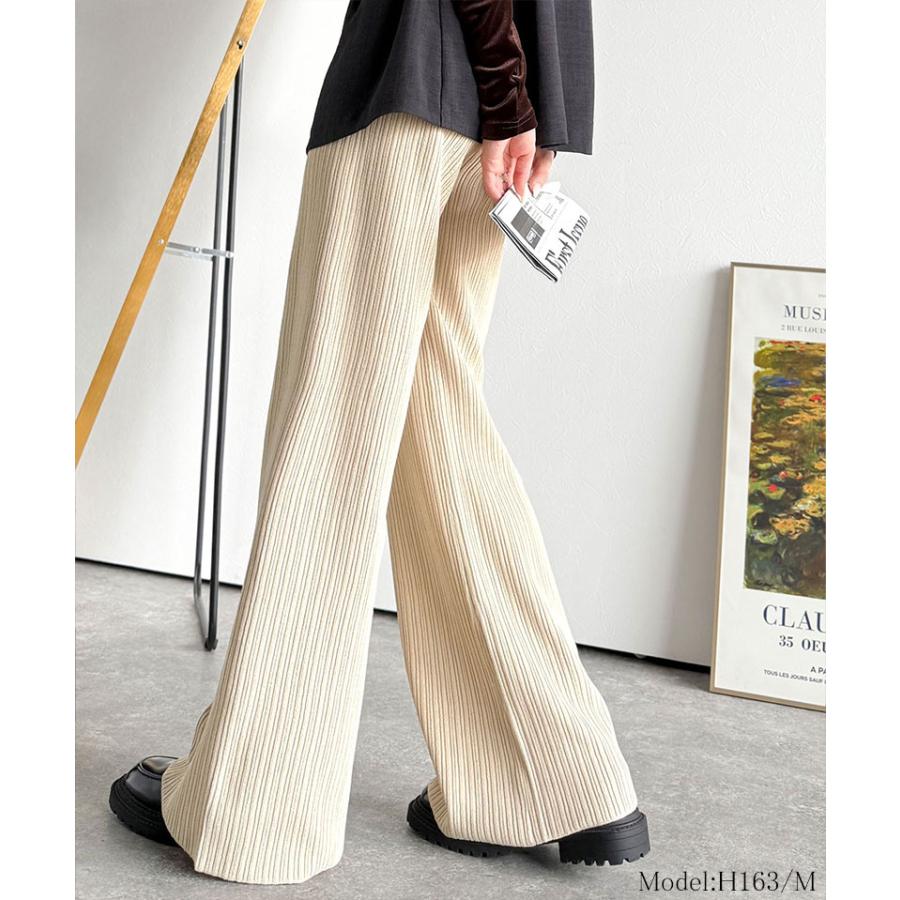 【 クラシカルエルフ classical elf 】ボトムス レディース 秋冬 パンツ 履き心地 楽ちん スッキリ 脚長魅せ ランダムリブ ニットパンツ ウエスト | classicalelf | 13