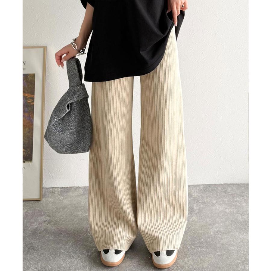 【 クラシカルエルフ classical elf 】ボトムス レディース 秋冬 パンツ 履き心地 楽ちん スッキリ 脚長魅せ ランダムリブ ニットパンツ ウエスト | classicalelf | 15