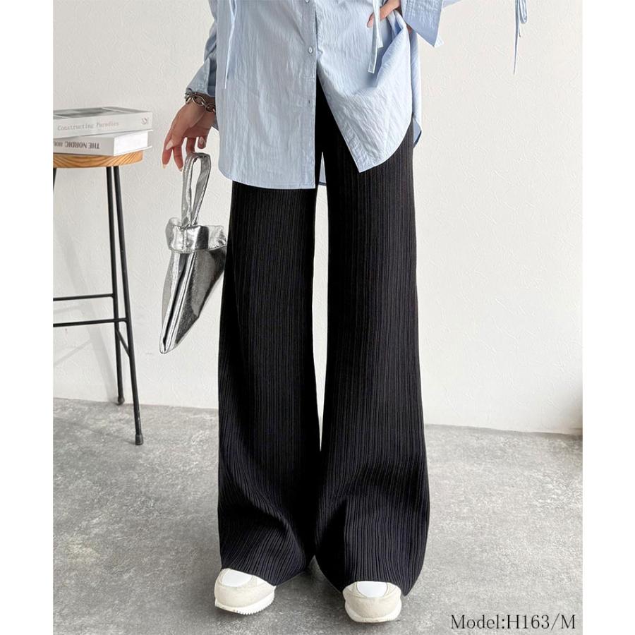 【 クラシカルエルフ classical elf 】ボトムス レディース 秋冬 パンツ 履き心地 楽ちん スッキリ 脚長魅せ ランダムリブ ニットパンツ ウエスト | classicalelf | 02