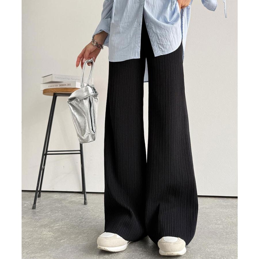 【 クラシカルエルフ classical elf 】ボトムス レディース 秋冬 パンツ 履き心地 楽ちん スッキリ 脚長魅せ ランダムリブ ニットパンツ ウエスト | classicalelf | 03