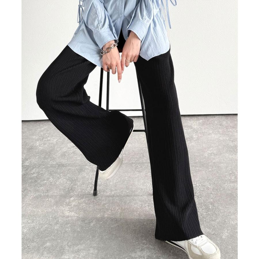 【 クラシカルエルフ classical elf 】ボトムス レディース 秋冬 パンツ 履き心地 楽ちん スッキリ 脚長魅せ ランダムリブ ニットパンツ ウエスト | classicalelf | 04