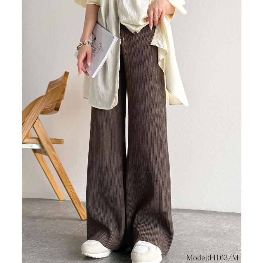 【 クラシカルエルフ classical elf 】ボトムス レディース 秋冬 パンツ 履き心地 楽ちん スッキリ 脚長魅せ ランダムリブ ニットパンツ ウエスト | classicalelf | 06