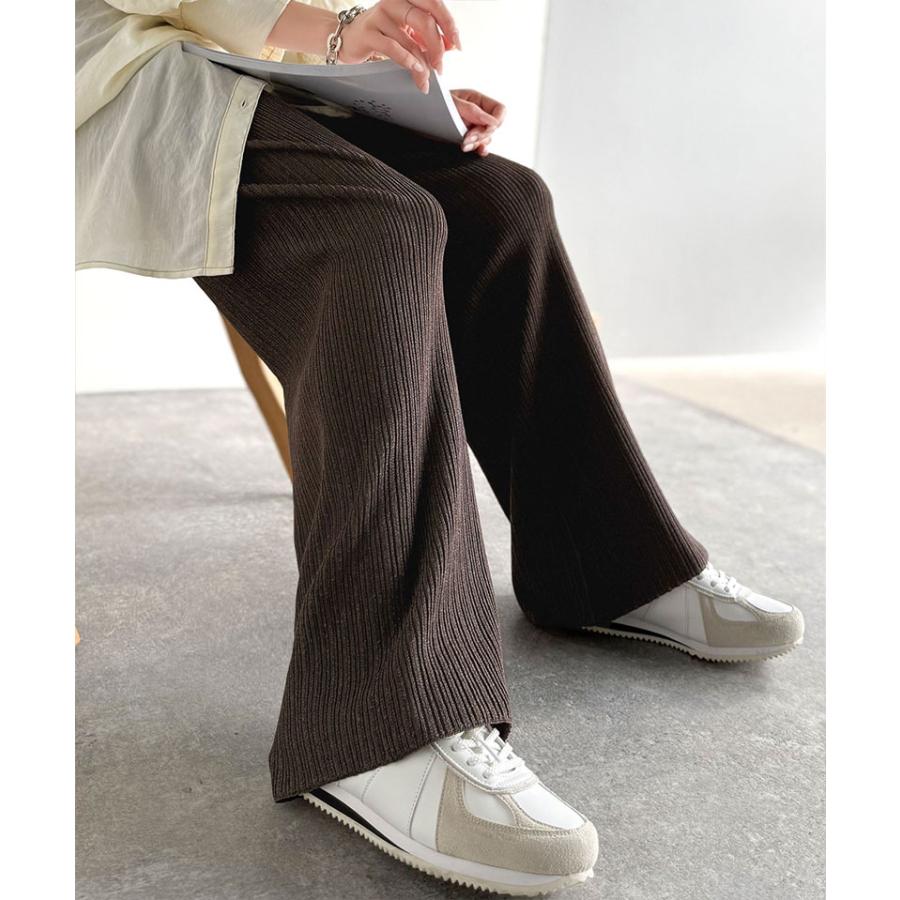 【 クラシカルエルフ classical elf 】ボトムス レディース 秋冬 パンツ 履き心地 楽ちん スッキリ 脚長魅せ ランダムリブ ニットパンツ ウエスト | classicalelf | 08