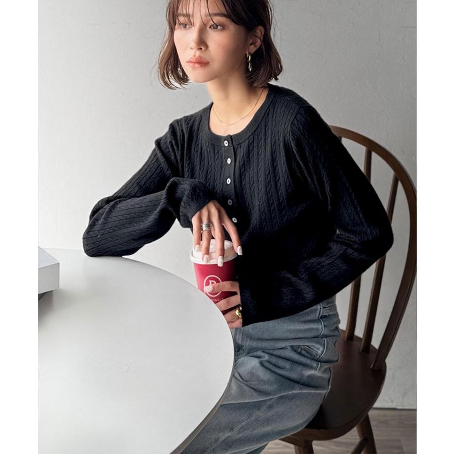 【 クラシカルエルフ classical elf 】ニット レディース 長袖 トップス もっちり 柔らか ミニ ケーブル 編み ヘンリーネック 長袖 ゆるっと | classicalelf | 10