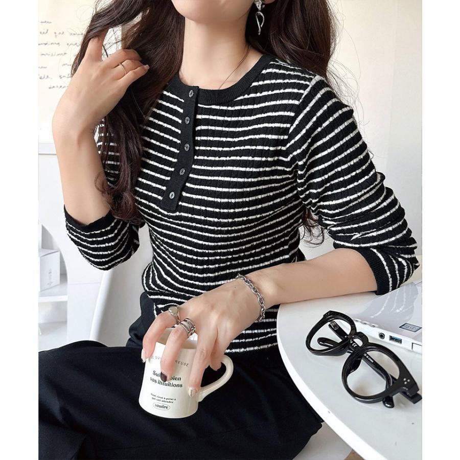 【 クラシカルエルフ classical elf 】ニット レディース 長袖 トップス もっちり 柔らか ミニ ケーブル 編み ヘンリーネック 長袖 ゆるっと | classicalelf | 12