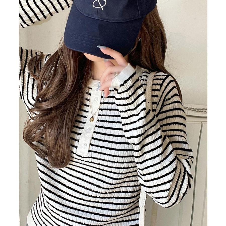 【 クラシカルエルフ classical elf 】ニット レディース 長袖 トップス もっちり 柔らか ミニ ケーブル 編み ヘンリーネック 長袖 ゆるっと | classicalelf | 07