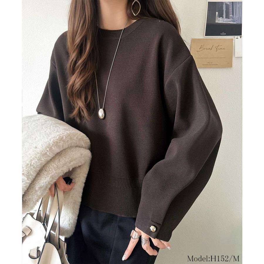 【 クラシカルエルフ classical elf 】ニット レディース 長袖 トップス レディース ゆったりなのに上品 キチンと見え ミラノ リブ 袖先 ゴールド ボタン | classicalelf | 10