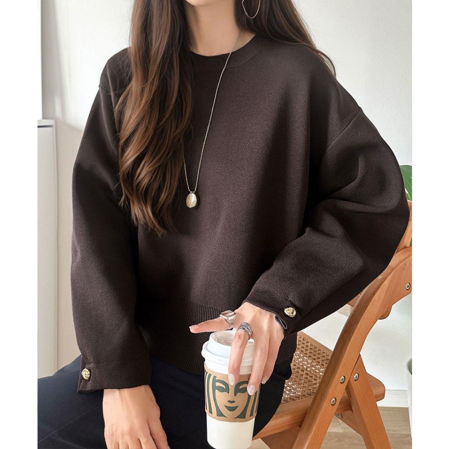 【 クラシカルエルフ classical elf 】ニット レディース 長袖 トップス レディース ゆったりなのに上品 キチンと見え ミラノ リブ 袖先 ゴールド ボタン | classicalelf | 11