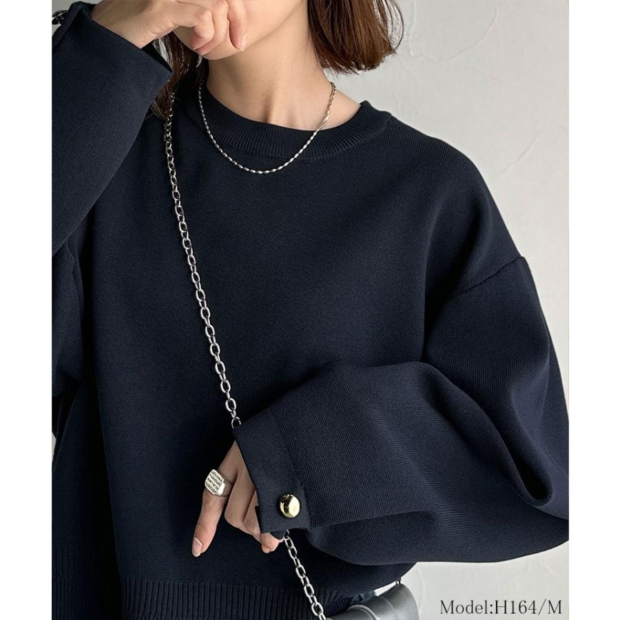 【 クラシカルエルフ classical elf 】ニット レディース 長袖 トップス レディース ゆったりなのに上品 キチンと見え ミラノ リブ 袖先 ゴールド ボタン | classicalelf | 12