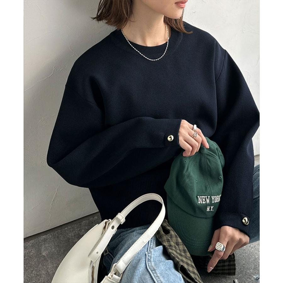 【 クラシカルエルフ classical elf 】ニット レディース 長袖 トップス レディース ゆったりなのに上品 キチンと見え ミラノ リブ 袖先 ゴールド ボタン | classicalelf | 13