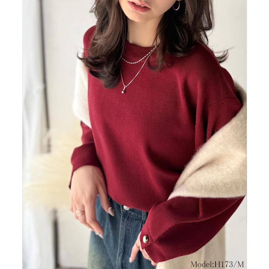 【 クラシカルエルフ classical elf 】ニット レディース 長袖 トップス レディース ゆったりなのに上品 キチンと見え ミラノ リブ 袖先 ゴールド ボタン | classicalelf | 14