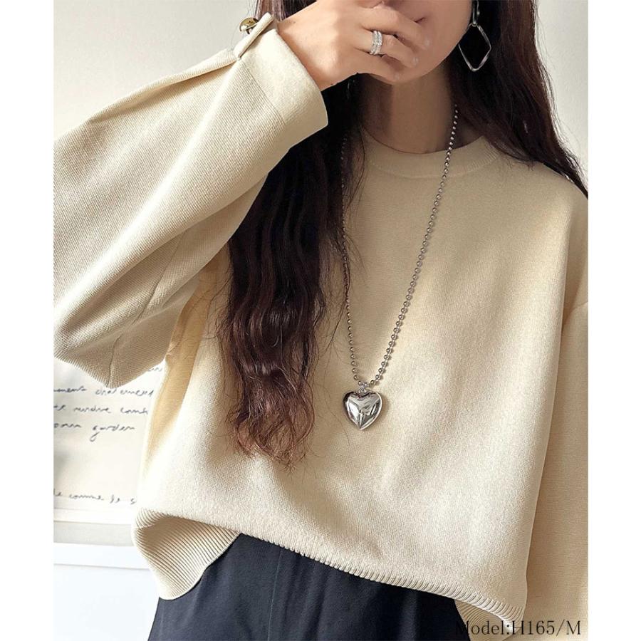 【 クラシカルエルフ classical elf 】ニット レディース 長袖 トップス レディース ゆったりなのに上品 キチンと見え ミラノ リブ 袖先 ゴールド ボタン | classicalelf | 02