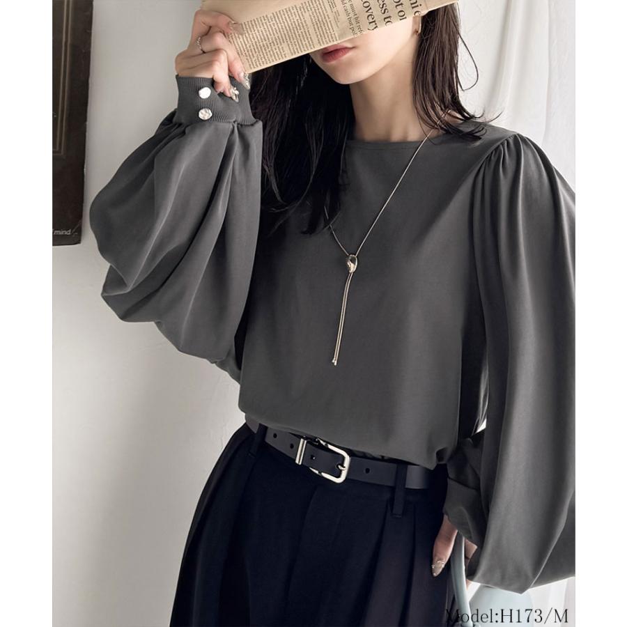 【 クラシカルエルフ classical elf 】トップス レディース きれいめ 長袖 Tシャツ 綺麗め ボタン ボリューム スリーブ 長袖 ゆるっと オーバーサイズ | classicalelf | 10