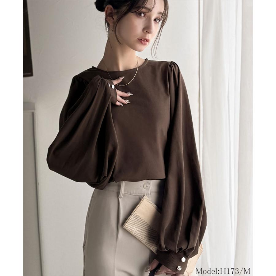 【 クラシカルエルフ classical elf 】トップス レディース きれいめ 長袖 Tシャツ 綺麗め ボタン ボリューム スリーブ 長袖 ゆるっと オーバーサイズ | classicalelf | 13