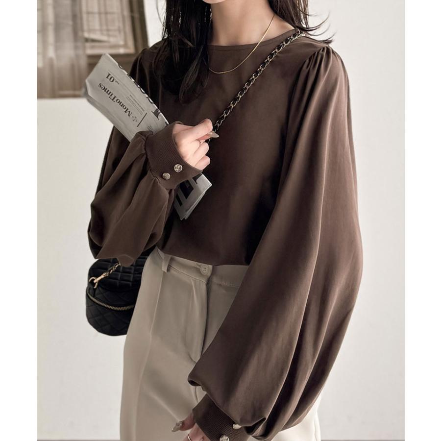 【 クラシカルエルフ classical elf 】トップス レディース きれいめ 長袖 Tシャツ 綺麗め ボタン ボリューム スリーブ 長袖 ゆるっと オーバーサイズ | classicalelf | 14