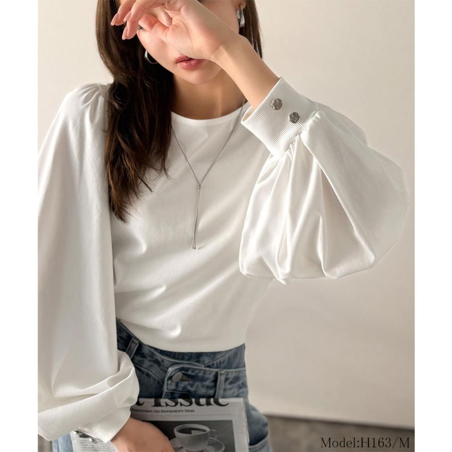 【 クラシカルエルフ classical elf 】トップス レディース きれいめ 長袖 Tシャツ 綺麗め ボタン ボリューム スリーブ 長袖 ゆるっと オーバーサイズ | classicalelf | 02