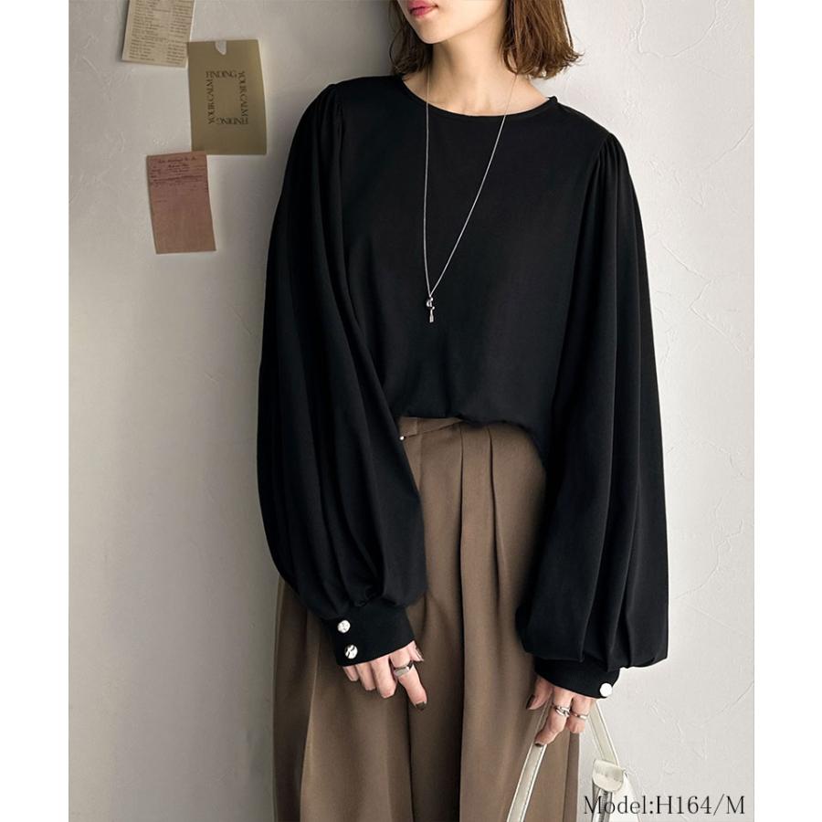 【 クラシカルエルフ classical elf 】トップス レディース きれいめ 長袖 Tシャツ 綺麗め ボタン ボリューム スリーブ 長袖 ゆるっと オーバーサイズ | classicalelf | 06