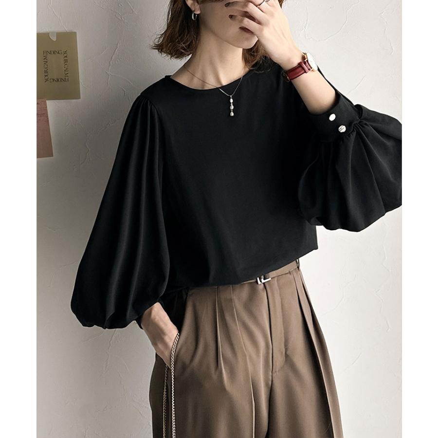 【 クラシカルエルフ classical elf 】トップス レディース きれいめ 長袖 Tシャツ 綺麗め ボタン ボリューム スリーブ 長袖 ゆるっと オーバーサイズ | classicalelf | 07