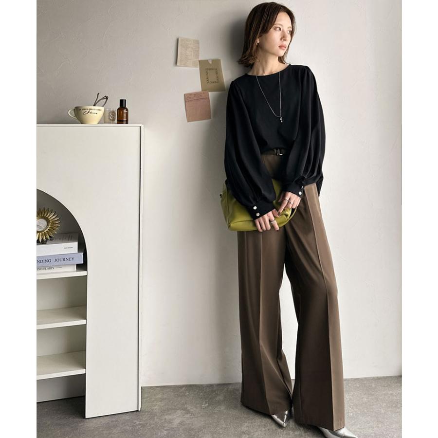 【 クラシカルエルフ classical elf 】トップス レディース きれいめ 長袖 Tシャツ 綺麗め ボタン ボリューム スリーブ 長袖 ゆるっと オーバーサイズ | classicalelf | 08