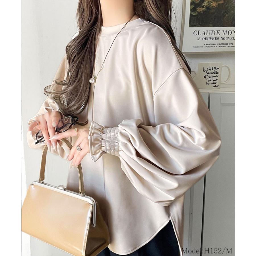 【 クラシカルエルフ classical elf 】トップス ブラウス レディース おしゃれ ニュアンスカラー キャンディ スリーブ カットジョーゼット シャツ 長袖 | classicalelf | 13