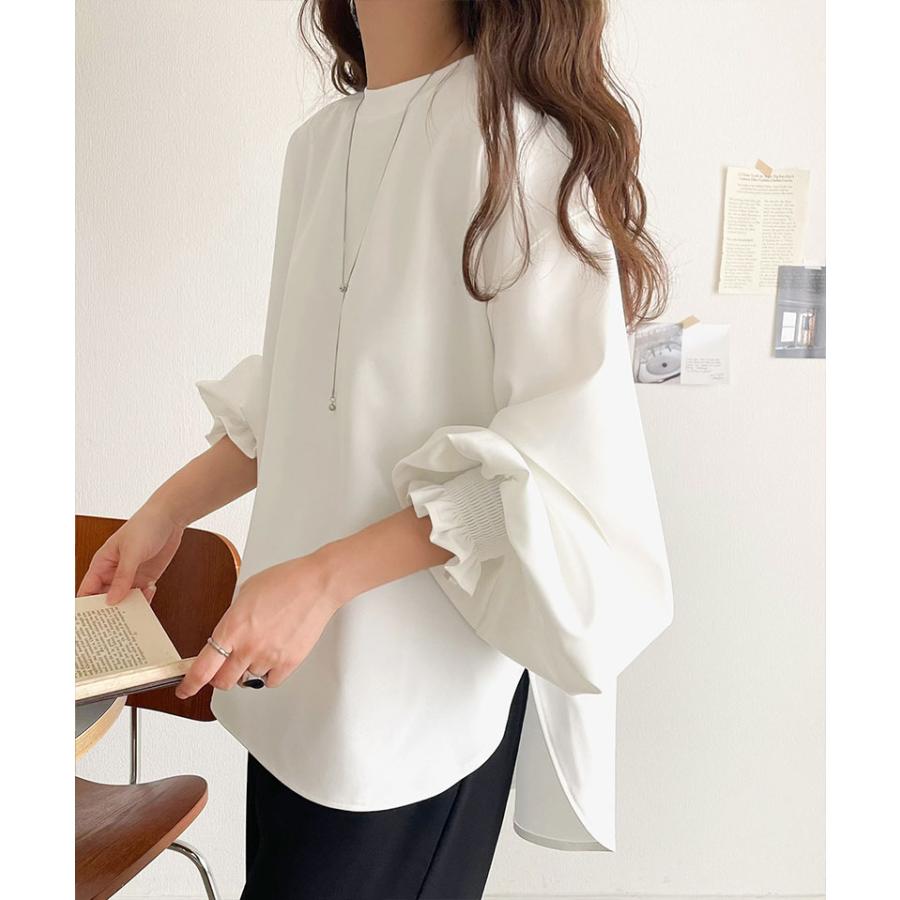 【 クラシカルエルフ classical elf 】トップス ブラウス レディース おしゃれ ニュアンスカラー キャンディ スリーブ カットジョーゼット シャツ 長袖 | classicalelf | 04