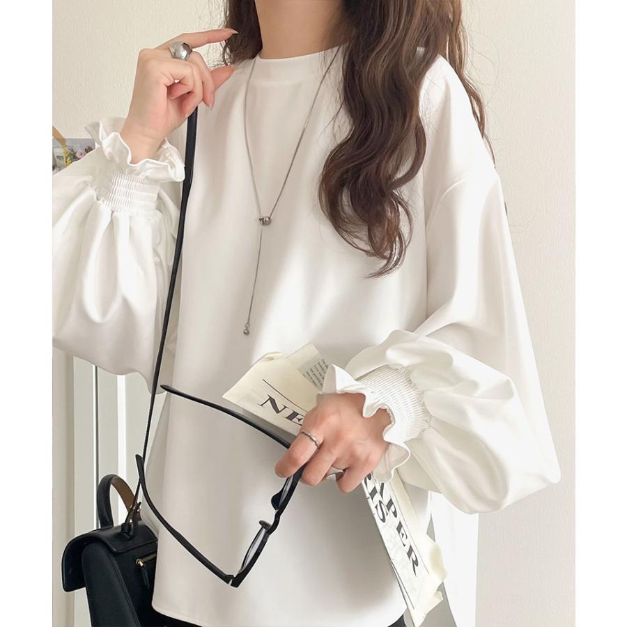 【 クラシカルエルフ classical elf 】トップス ブラウス レディース おしゃれ ニュアンスカラー キャンディ スリーブ カットジョーゼット シャツ 長袖 | classicalelf | 05