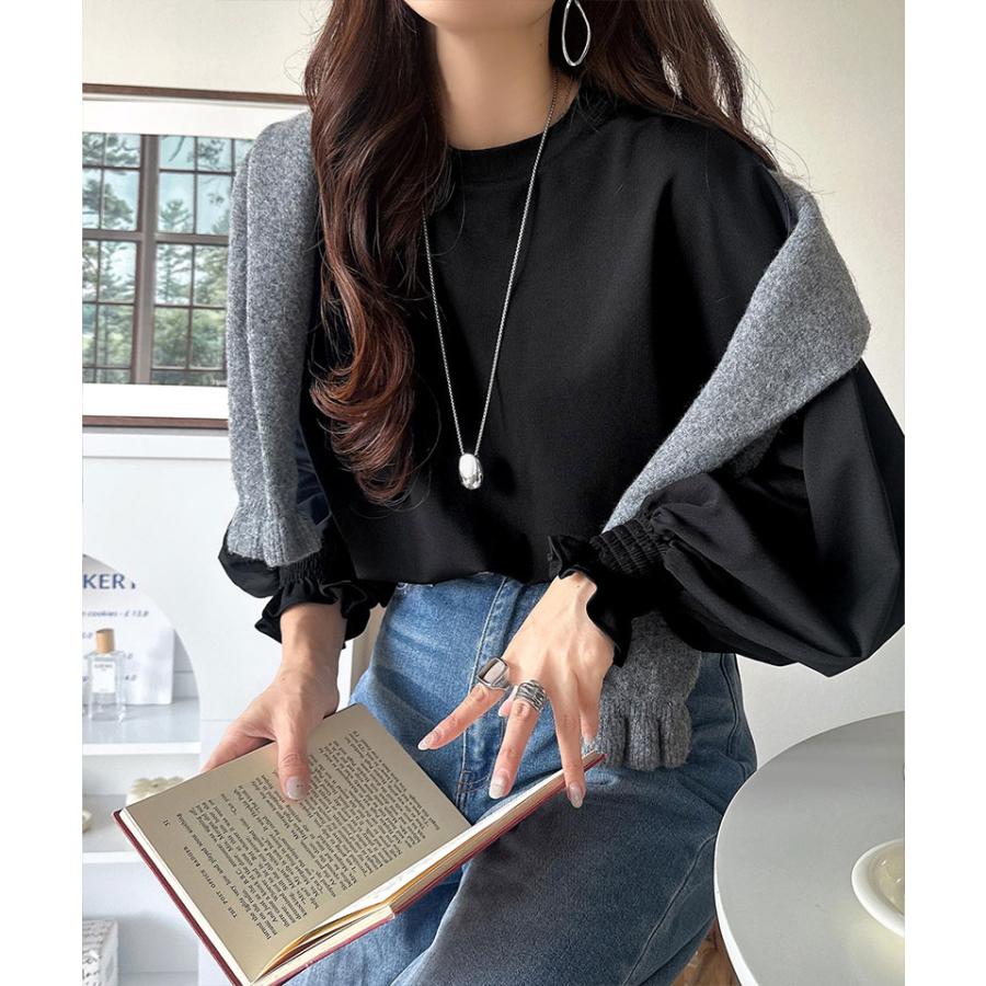 【 クラシカルエルフ classical elf 】トップス ブラウス レディース おしゃれ ニュアンスカラー キャンディ スリーブ カットジョーゼット シャツ 長袖 | classicalelf | 08