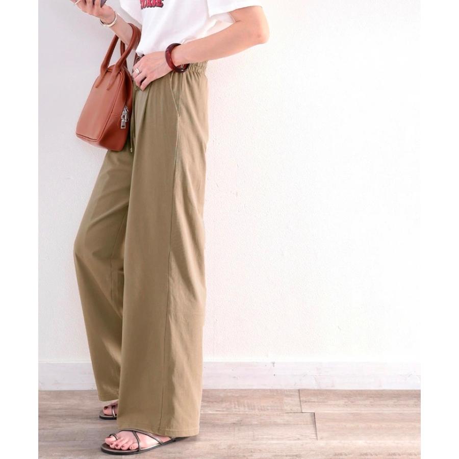 メール便  レディース 大きいサイズ 小さいサイズ ボトムス パンツ イージーパンツ ゆったり ワイドシルエット 綿100％ カットソー素材 裏地付 総ゴム | classicalelf | 15