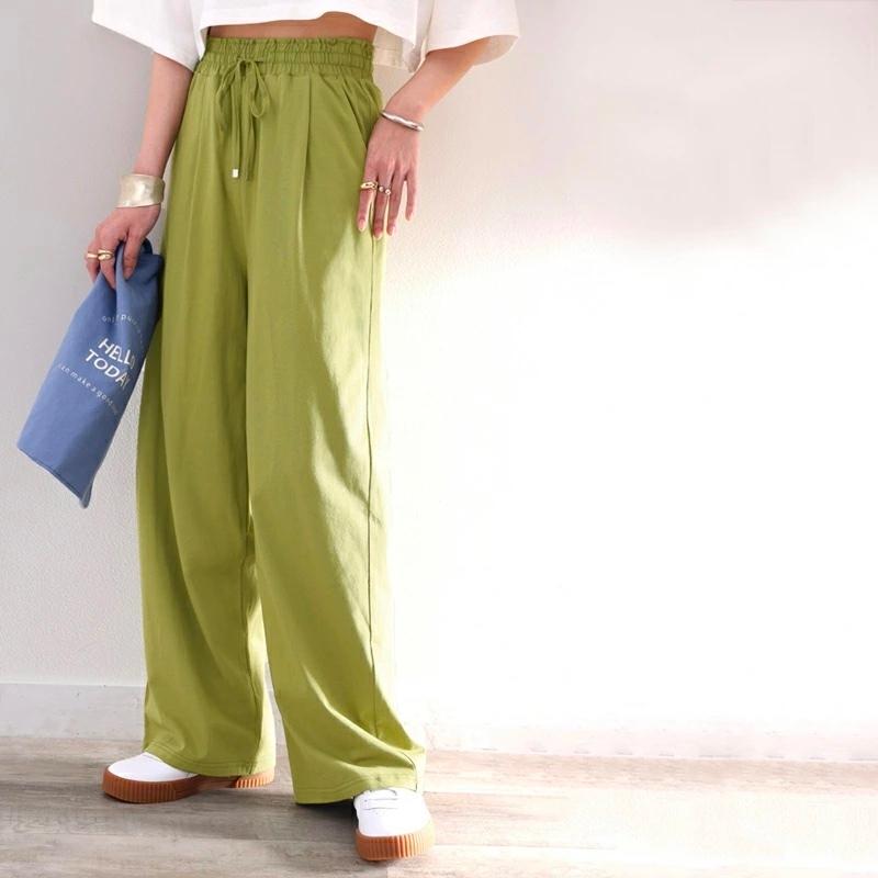 メール便  レディース 大きいサイズ 小さいサイズ ボトムス パンツ イージーパンツ ゆったり ワイドシルエット 綿100％ カットソー素材 裏地付 総ゴム | classicalelf | 18