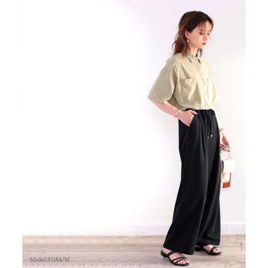 メール便  レディース 大きいサイズ 小さいサイズ ボトムス パンツ イージーパンツ ゆったり ワイドシルエット 綿100％ カットソー素材 裏地付 総ゴム | classicalelf | 03