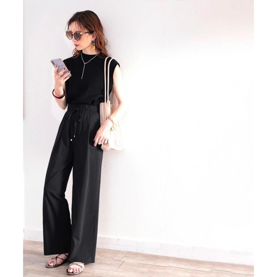 メール便  レディース 大きいサイズ 小さいサイズ ボトムス パンツ イージーパンツ ゆったり ワイドシルエット 綿100％ カットソー素材 裏地付 総ゴム | classicalelf | 04