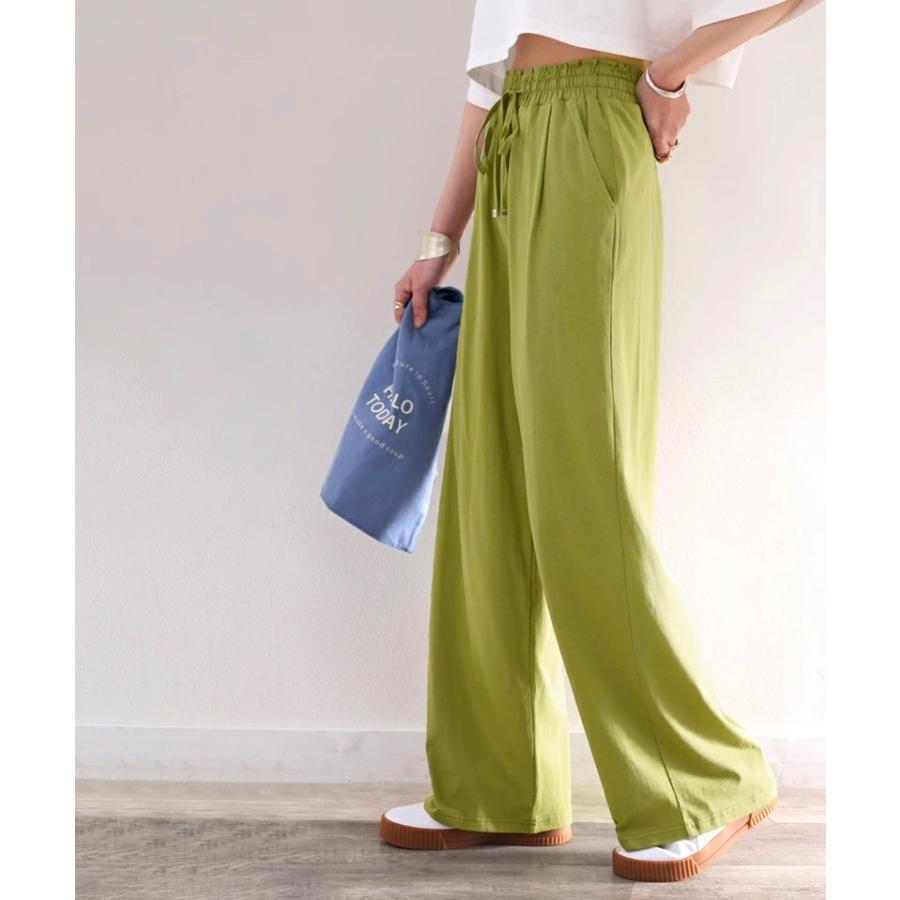 メール便  レディース 大きいサイズ 小さいサイズ ボトムス パンツ イージーパンツ ゆったり ワイドシルエット 綿100％ カットソー素材 裏地付 総ゴム | classicalelf | 08