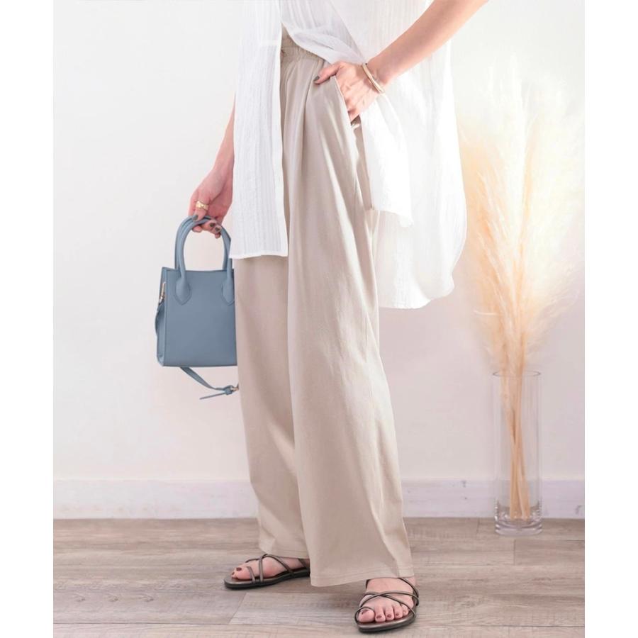 メール便  レディース 大きいサイズ 小さいサイズ ボトムス パンツ イージーパンツ ゆったり ワイドシルエット 綿100％ カットソー素材 裏地付 総ゴム | classicalelf | 09