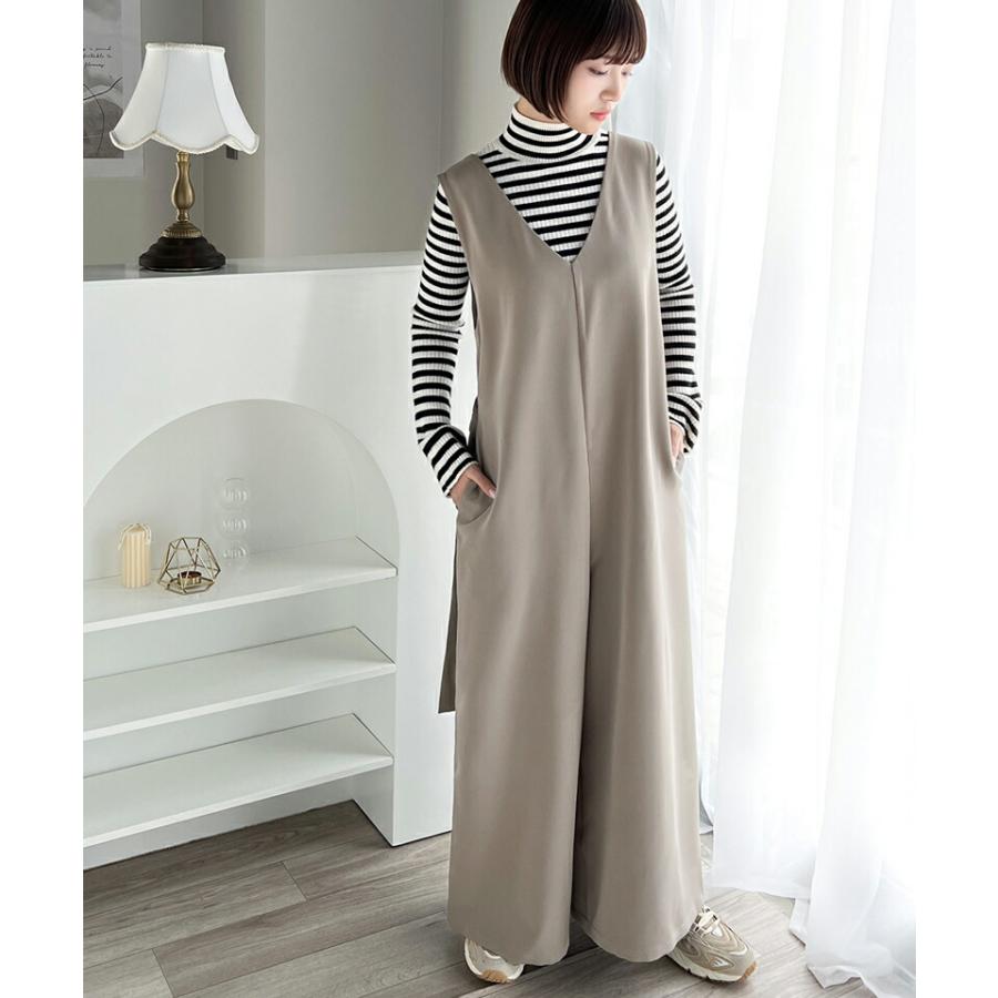 サロペット レディース 前後 2way ラップ デザイン リボン オールインワン オーバーサイズ ビッグシルエット 体型カバー 楽ちん ワイドパンツ | classicalelf | 10