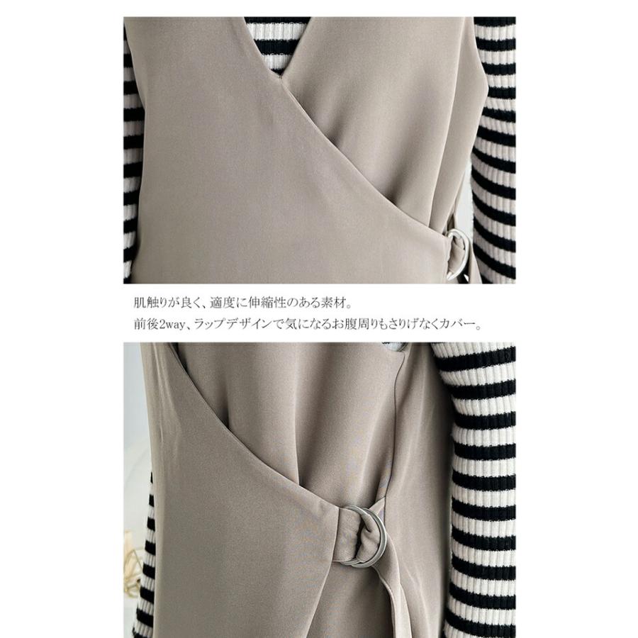 サロペット レディース 前後 2way ラップ デザイン リボン オールインワン オーバーサイズ ビッグシルエット 体型カバー 楽ちん ワイドパンツ | classicalelf | 11