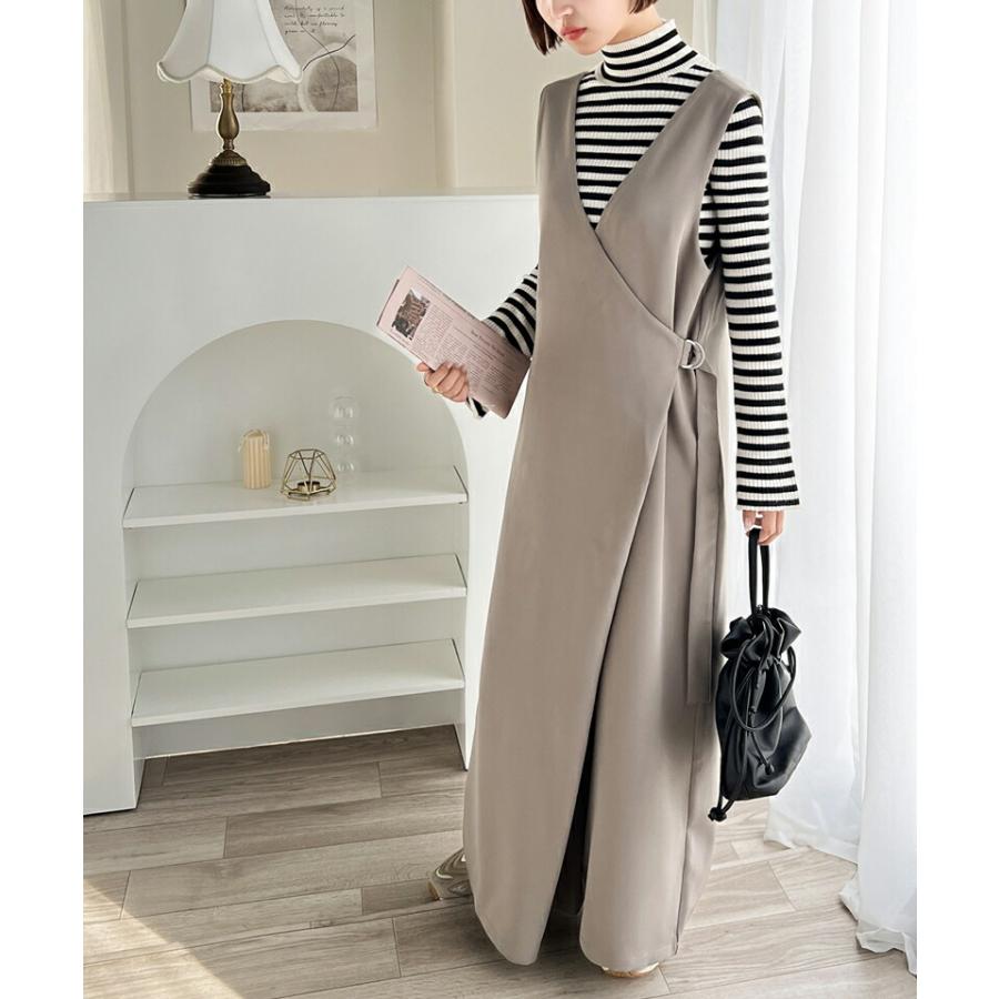 サロペット レディース 前後 2way ラップ デザイン リボン オールインワン オーバーサイズ ビッグシルエット 体型カバー 楽ちん ワイドパンツ | classicalelf | 07