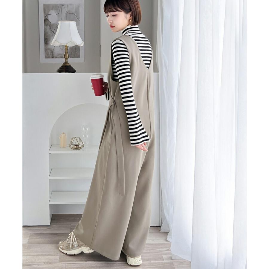 サロペット レディース 前後 2way ラップ デザイン リボン オールインワン オーバーサイズ ビッグシルエット 体型カバー 楽ちん ワイドパンツ | classicalelf | 09