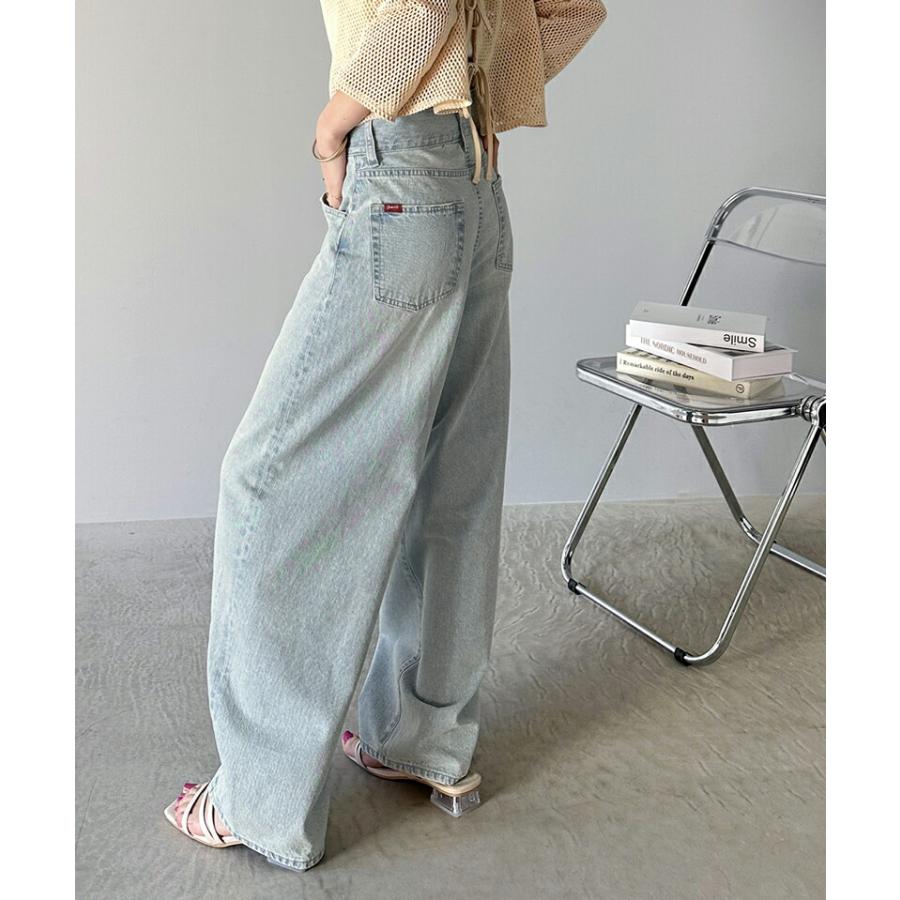 ボトムス パンツ レディース コットン 100% アシメ ウエスト カーブ デニム ワイド コクーン バルーン シルエット ハイウエスト スタイルアップ | classicalelf | 07