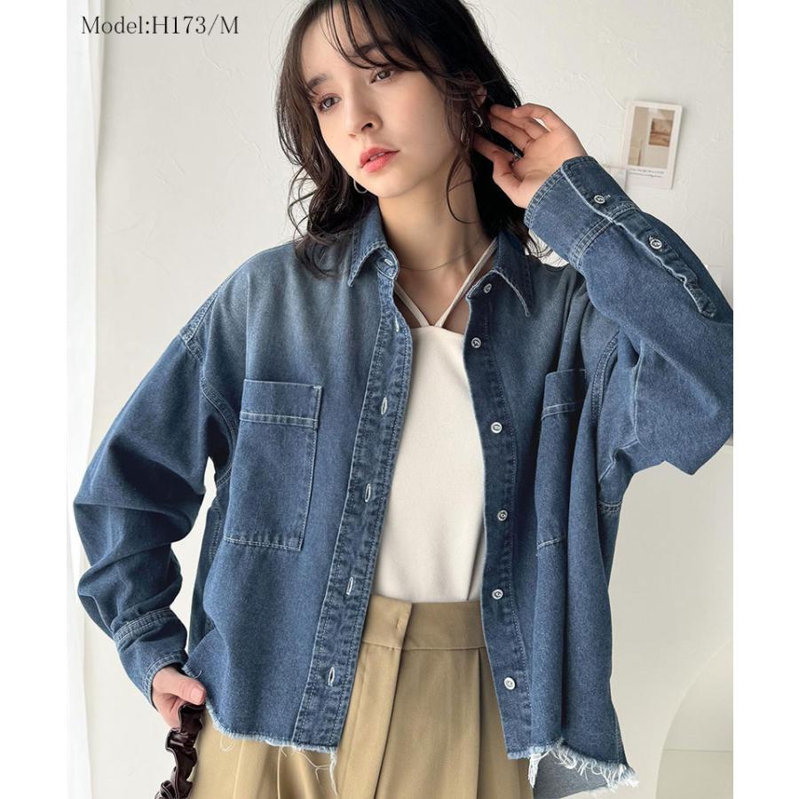 OPULENCE オーピュレンス フリンジ デニムシャツ フラワー刺繍フリンジ